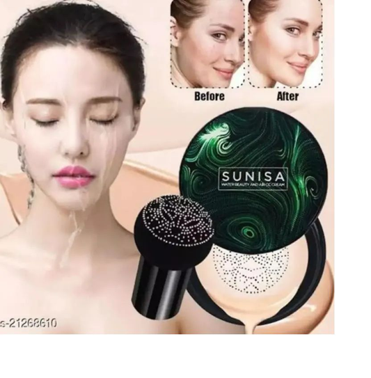 SUNISA Foundation Base Water proof Mushroom Head Air Cushion BB CC Cream Moisturizing Liquid Foundation with Sponge