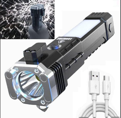 8-in-1 Rechargeable LED Flashlight with Emergency Tools.