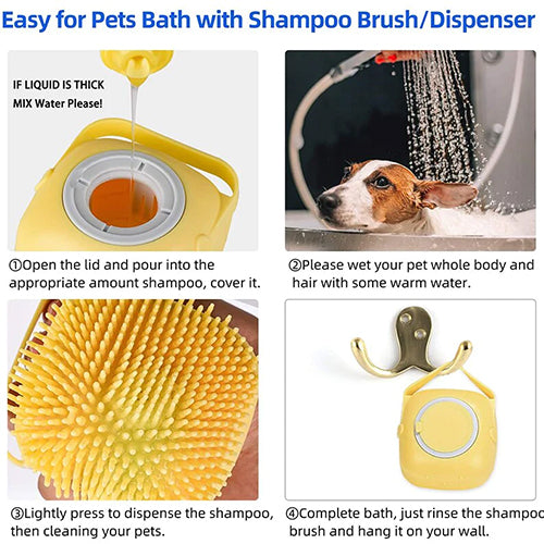 Silicon Massage Bath Brush for Pets - Body Wash Scrub Brush Refill with Soap, Shampoo and Gel.