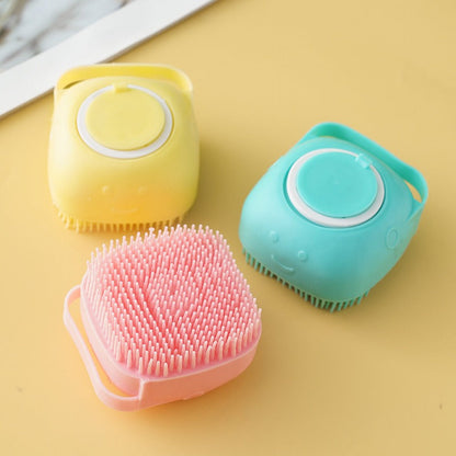 Silicon Massage Bath Brush for Pets - Body Wash Scrub Brush Refill with Soap, Shampoo and Gel.