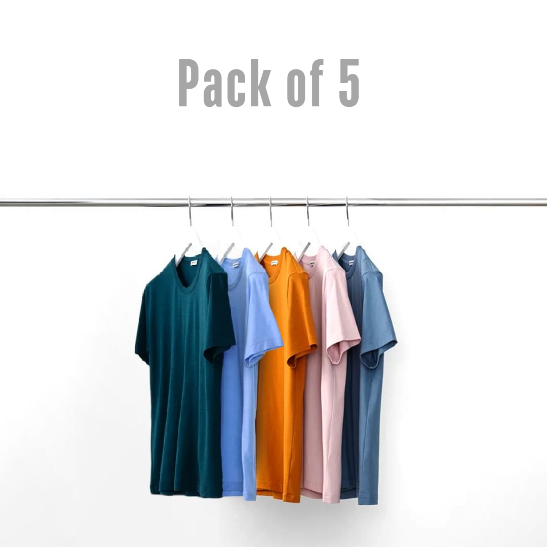 Pack of 5 - Half Sleeves Jersey Basic T-shirt For Men