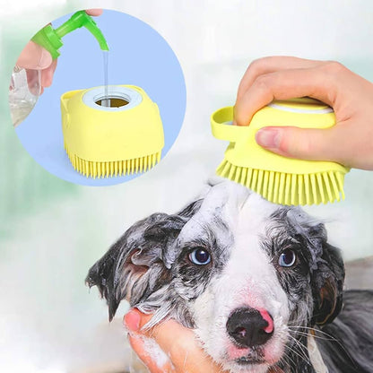 Silicon Massage Bath Brush for Pets - Body Wash Scrub Brush Refill with Soap, Shampoo and Gel.