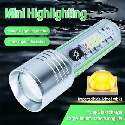 High Power 50W LED Flashlight - C Type Rechargeable Keychain LED Lamp