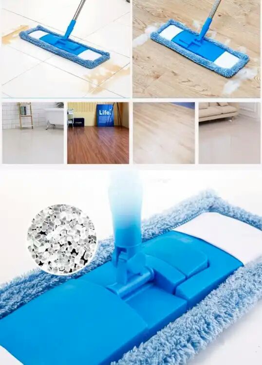 Microfiber Flat Mop floor cleaner with Extendable and Adjustable Steel Rod Mop.