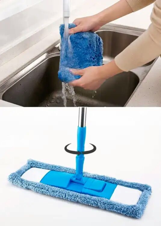 Microfiber Flat Mop floor cleaner with Extendable and Adjustable Steel Rod Mop.