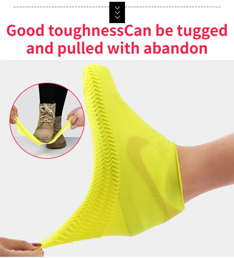 Rubber Boots Reusable Latex Waterproof Rain Shoes Cover Non-Slip Silicone Overshoes Boot Covers Unisex Shoes Accessories