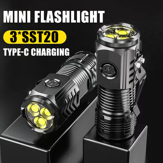 Powerful 3-LED Rechargeable Super, Bright Flashlight Portable Mini Burst Flash Torch.