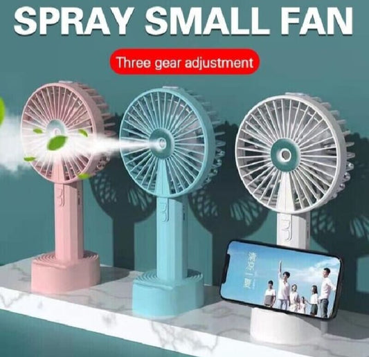 Mini Portable Handheld Water Mist Spray Cooler USB Rechargeable Cooling Fan with mobile stand options