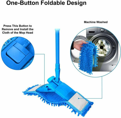 Microfiber Flat Mop floor cleaner with Extendable and Adjustable Steel Rod Mop.