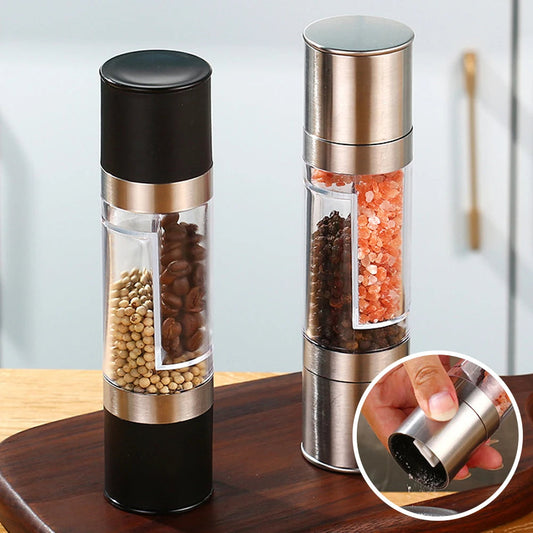 2 In 1 Stainless Steel Manual Live Salt and Pepper Grinder