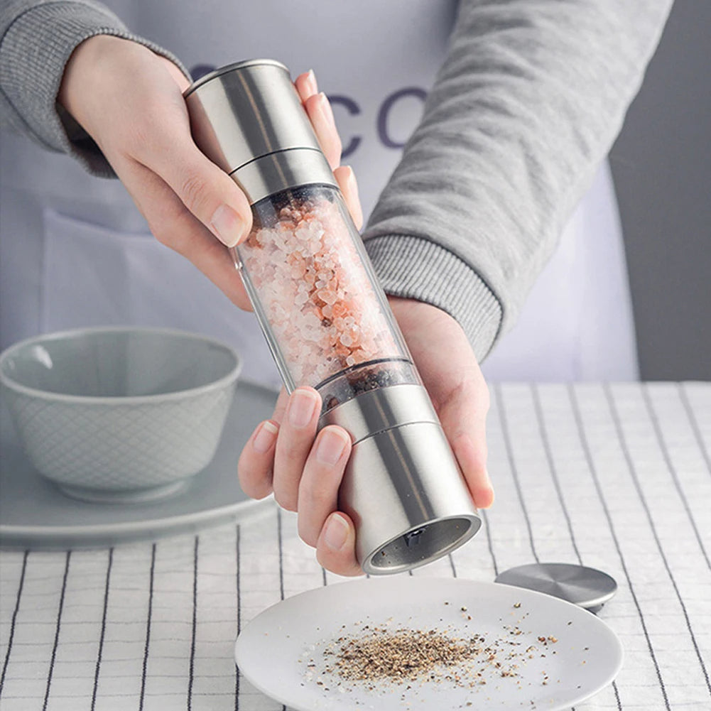 2 In 1 Stainless Steel Manual Live Salt and Pepper Grinder