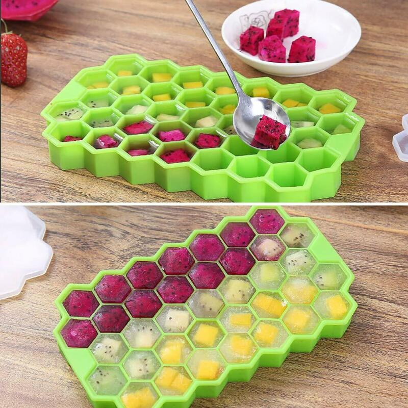 Silicone HoneyComb Shape Ice Cube Tray with LID