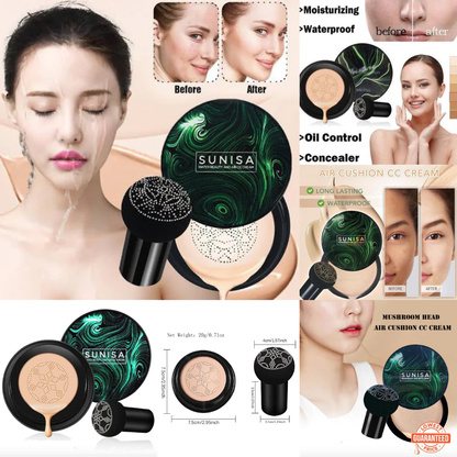 "Buy One Get One Free" SUNISA Foundation Base Water proof Mushroom Head Air Cushion BB CC Cream Moisturizing Liquid Foundation with Sponge